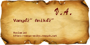 Vanyó Anikó névjegykártya